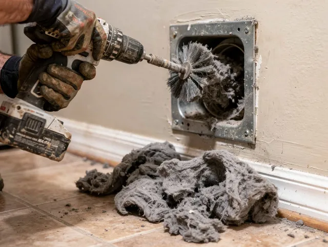 Certified Cromwell Dryer Vent Cleaning technician performing dryer vent cleaning in Cromwell