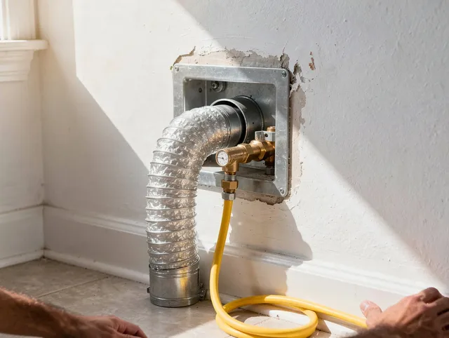 Cromwell Dryer Vent Cleaning certified technician performing specialized gas dryer vent cleaning in Cromwell